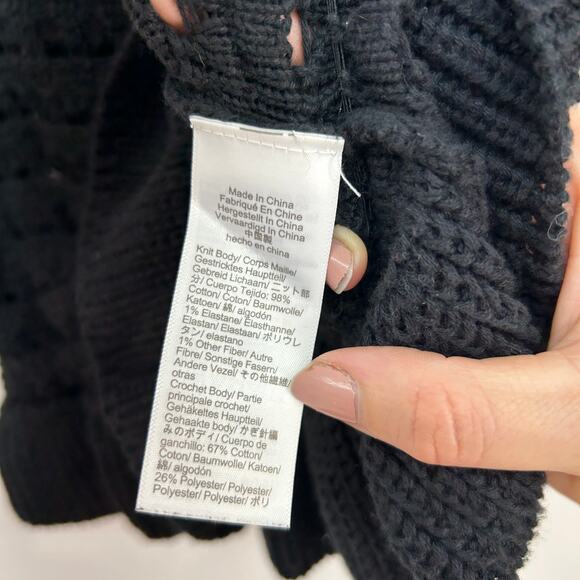 J. Crew Black Crochet Ruffle Sweater Tank Top Small Neutral Minimalist Preppy - Picture 7 of 7